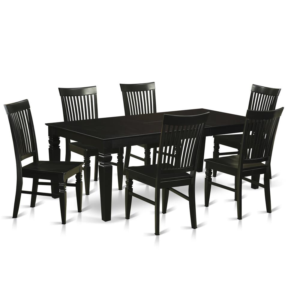 7  Pc  Kitchen  table  set  with  a  Dinning  Table  and  6  Wood  Kitchen  Chairs  in  Black. Picture 2