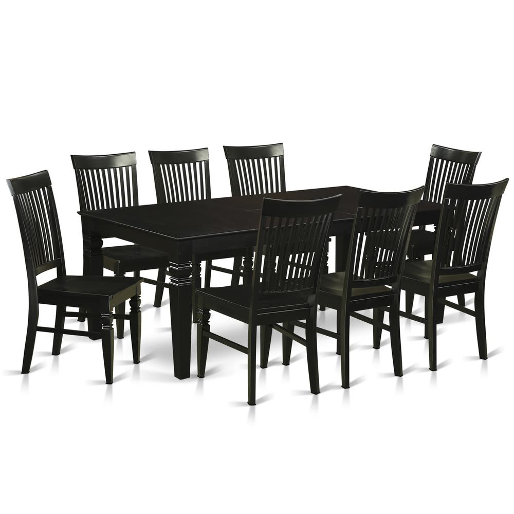 9  Pc  Dining  set  with  a  Dinning  Table  and  8  Wood  Kitchen  Chairs  in  Black. Picture 2