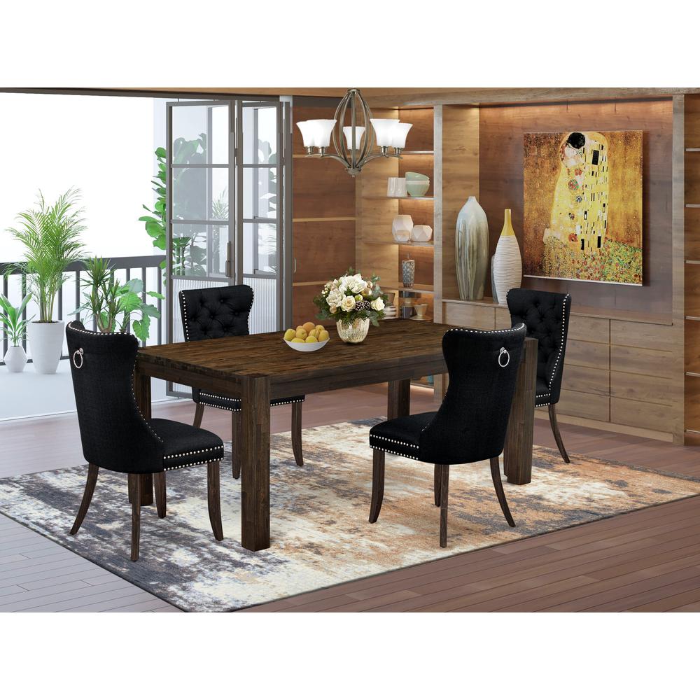 5 Piece Dining Set Contains a Rectangle Rustic Wood Kitchen Table and 4 Chairs. Picture 7