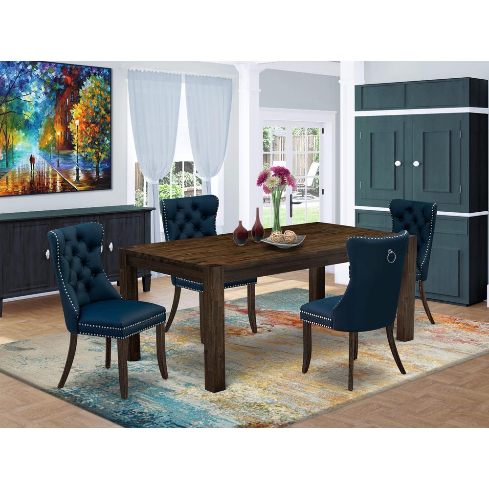 5 Piece Dinette Set Includes a Rectangle Rustic Wood Dining Table and 4 Chairs. Picture 7