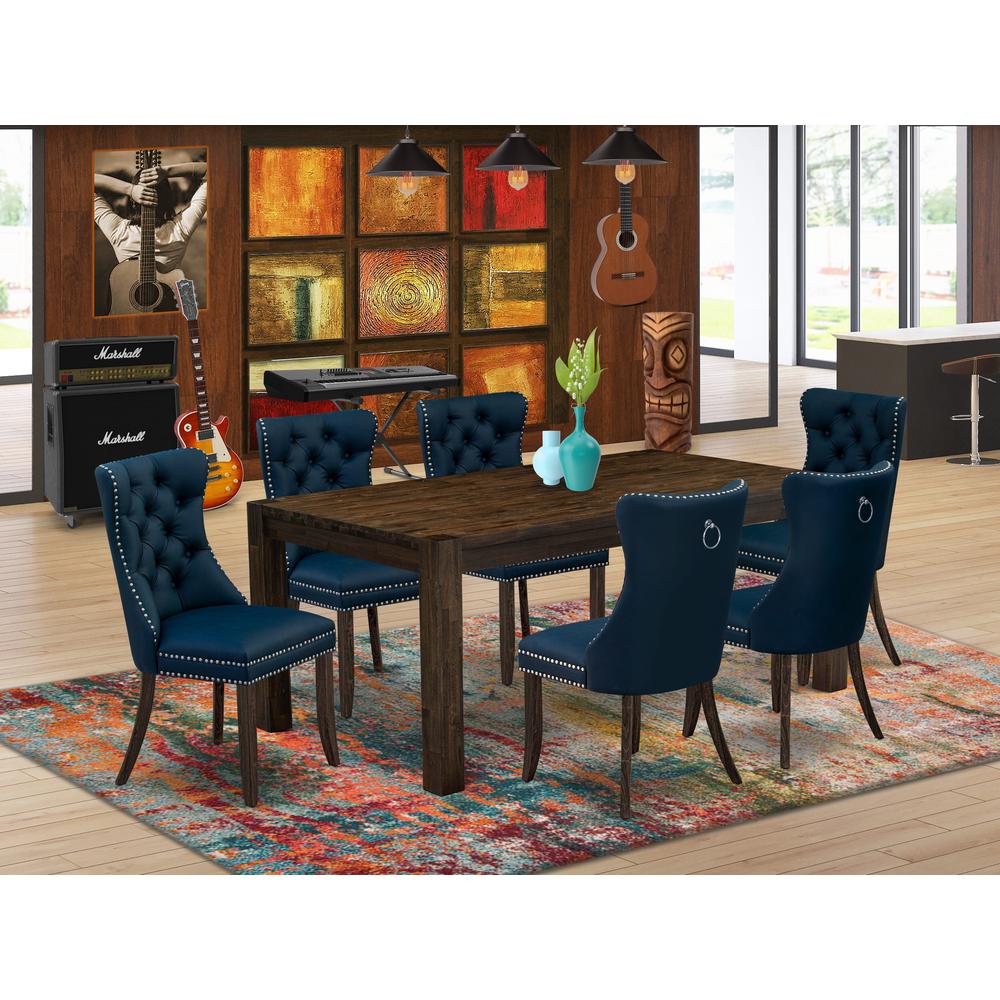 7 Piece Dining Table Set Contains a Rectangle Rustic Wood Kitchen Table. Picture 7