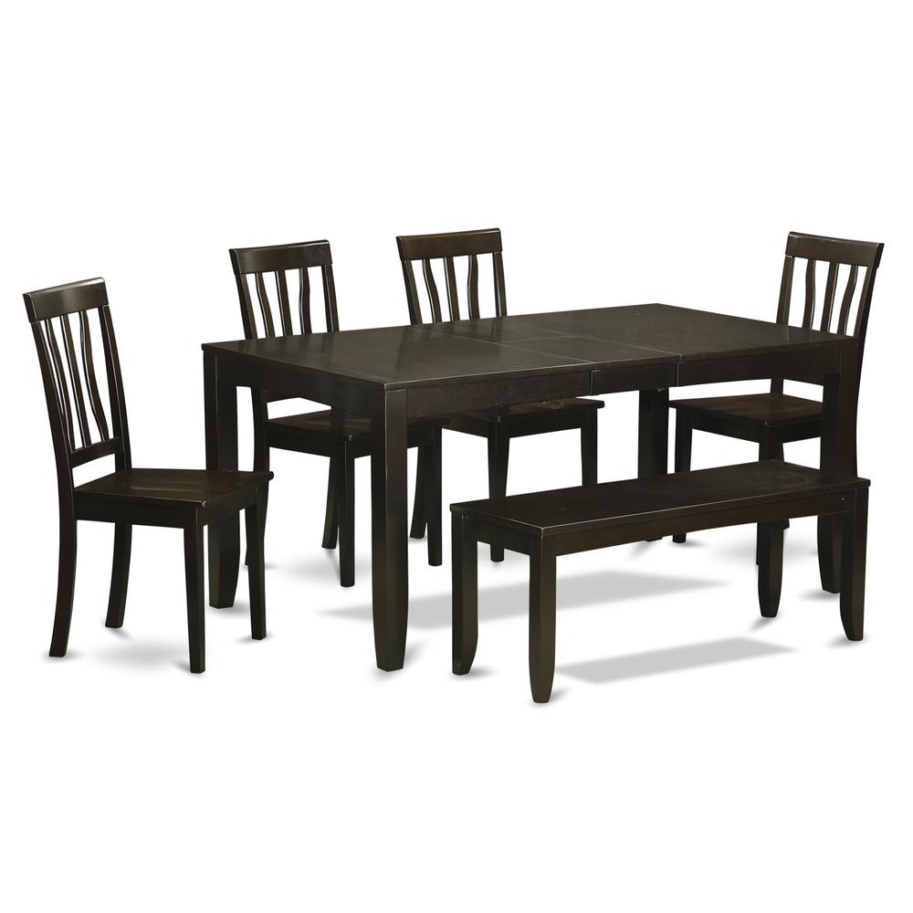 6  Pc  Kitchen  Table  with  bench-Table  with  Leaf  and  4  Dining  Chairs  and  Bench. Picture 2