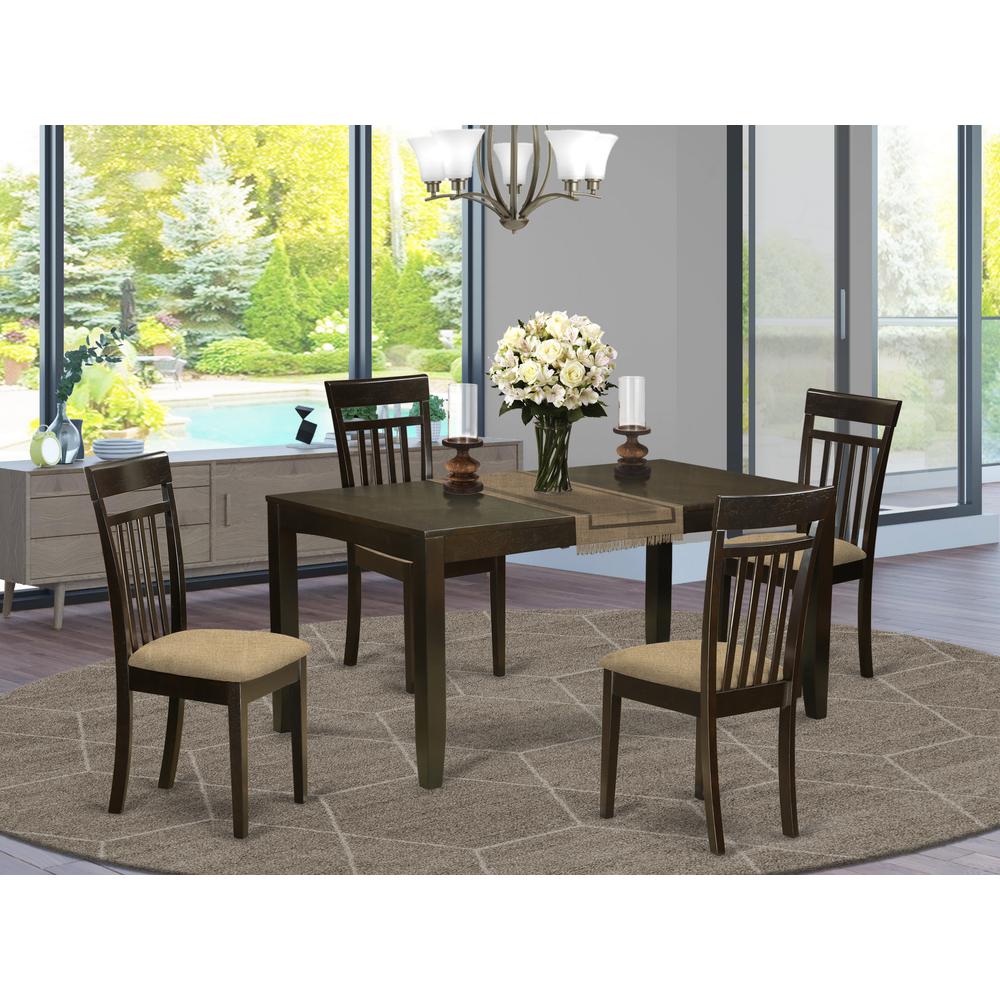 LYCA5-CAP-C 5 Pc Dining room set-Dining Table with Leaf Plus 4 Kitchen Chairs. Picture 2