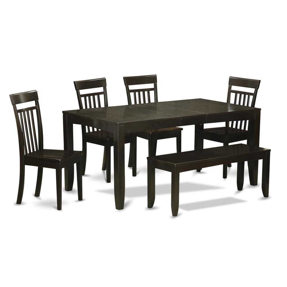 6-Pc  Dining  Table  with  bench-Dining  Table  with  Leaf  and  4  Dining  Chairs  plus  Bench. Picture 2