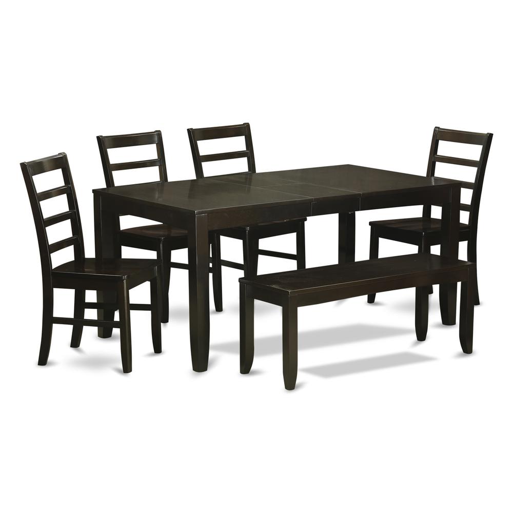 6  Pc  Dining  room  set  with  bench-Table  with  Leaf  and  4  Dining  Chairs  plus  Bench. Picture 2