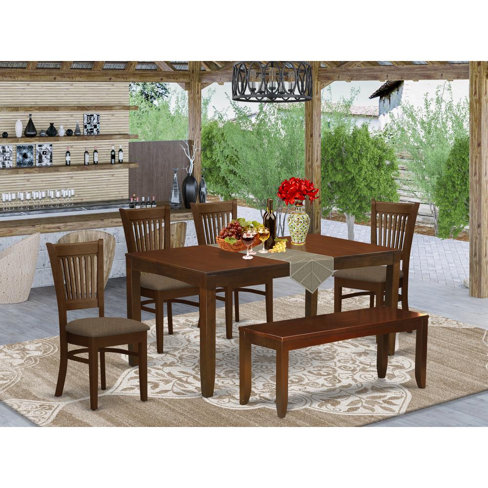 LYVA6-ESP-C 6 Pc set Dining Table with a 12in Leaf and 4 Padded Dinette Chairs Plus Bench. Picture 2