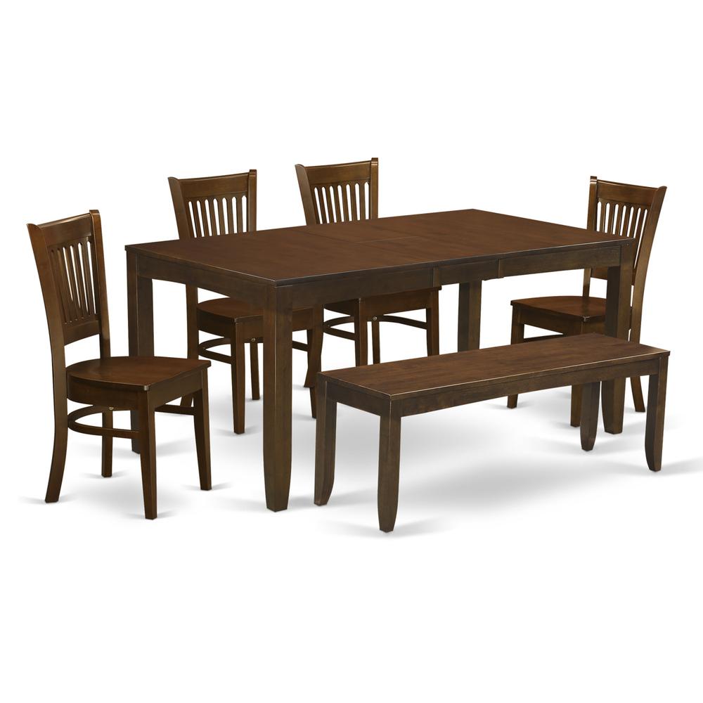 6-Pc  Table  with  a  12"  Leaf  and  4  Wood  Chairs  Plus  Bench. Picture 2