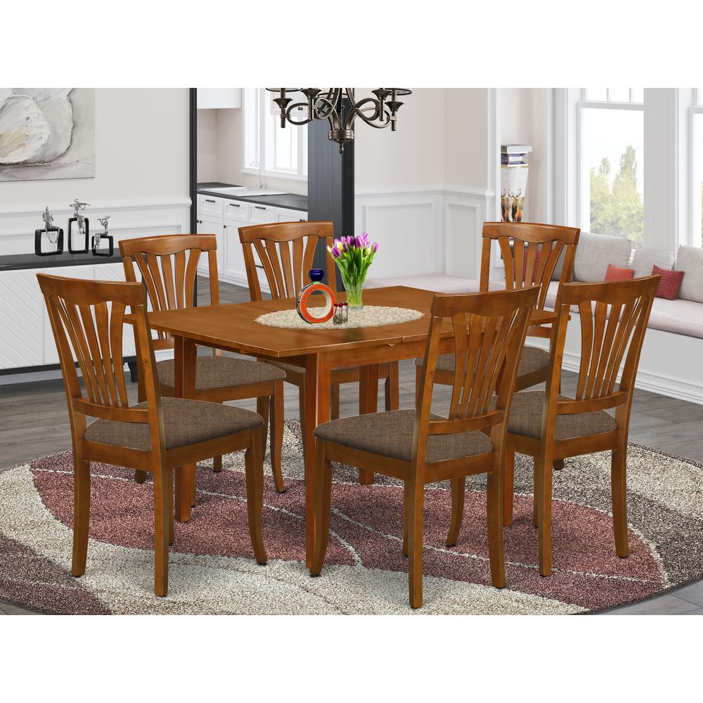 MLAV7-SBR-C 7 Pc dinette set for small spaces-Small Kitchen Table and 6 Kitchen Chairs. Picture 2