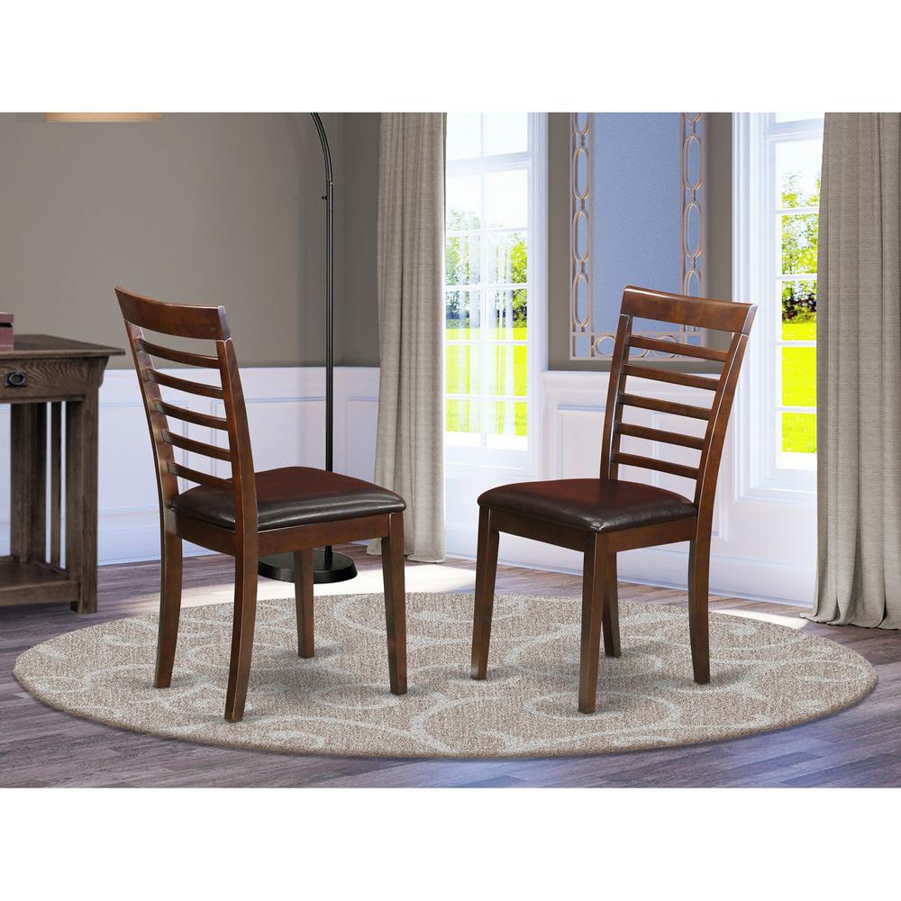 Milan  Kitchen  Chair  with  Faux  Leather  Seat  -  Mahogany  Finish,  Set  of  2. Picture 1
