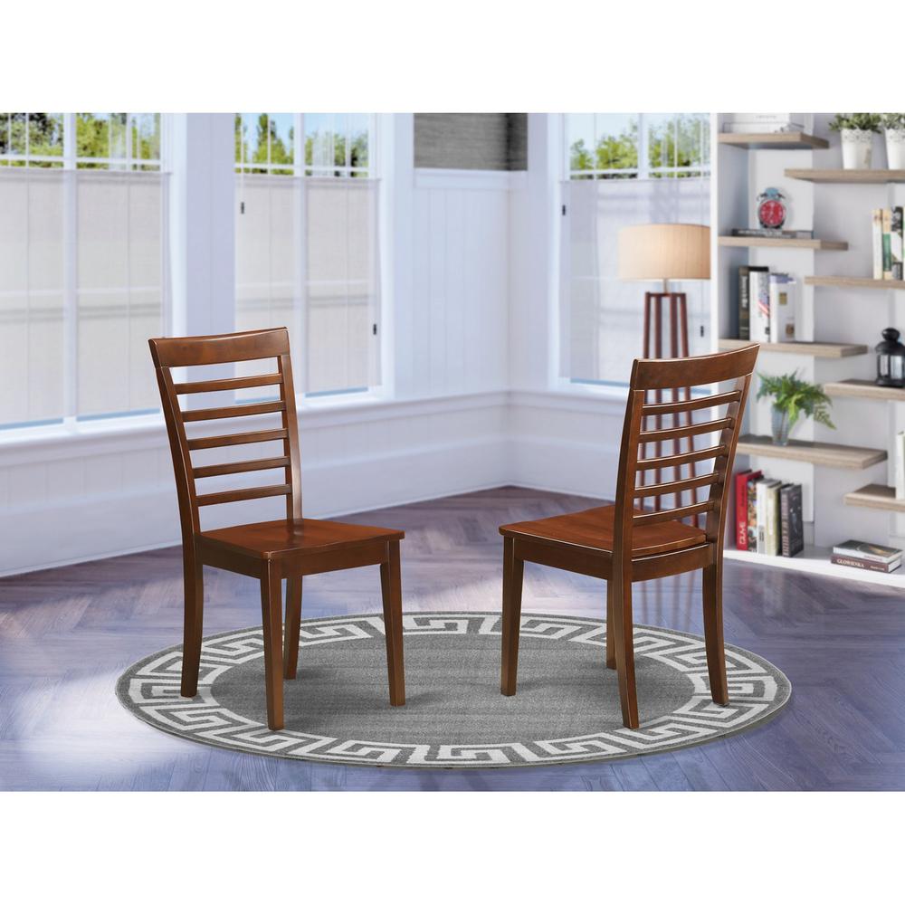Milan  Chair  with  Wood  Seat  -  Mahogany  Finish,  Set  of  2. The main picture.