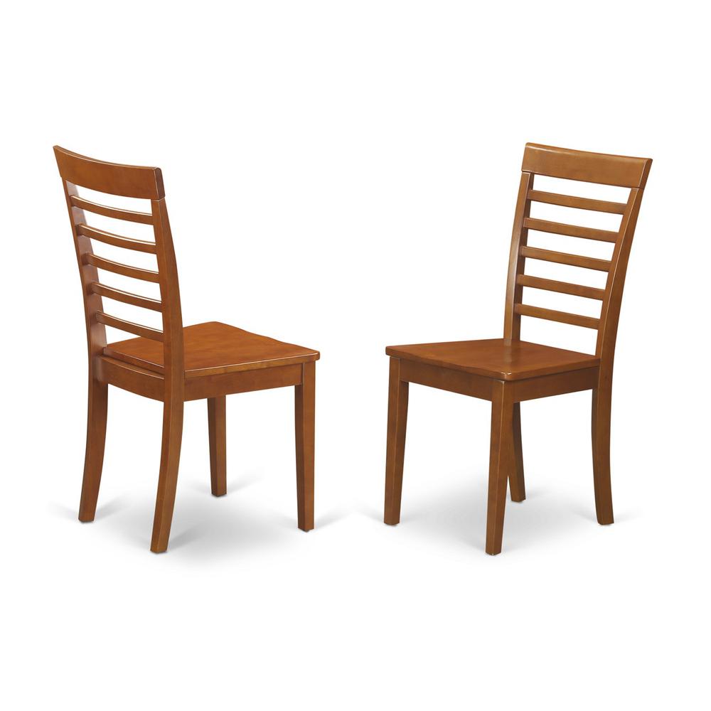 Milan  kitchen  chair  with  Wood  Seat  -  Saddle  Brown  Finish,  Set  of  2. Picture 2