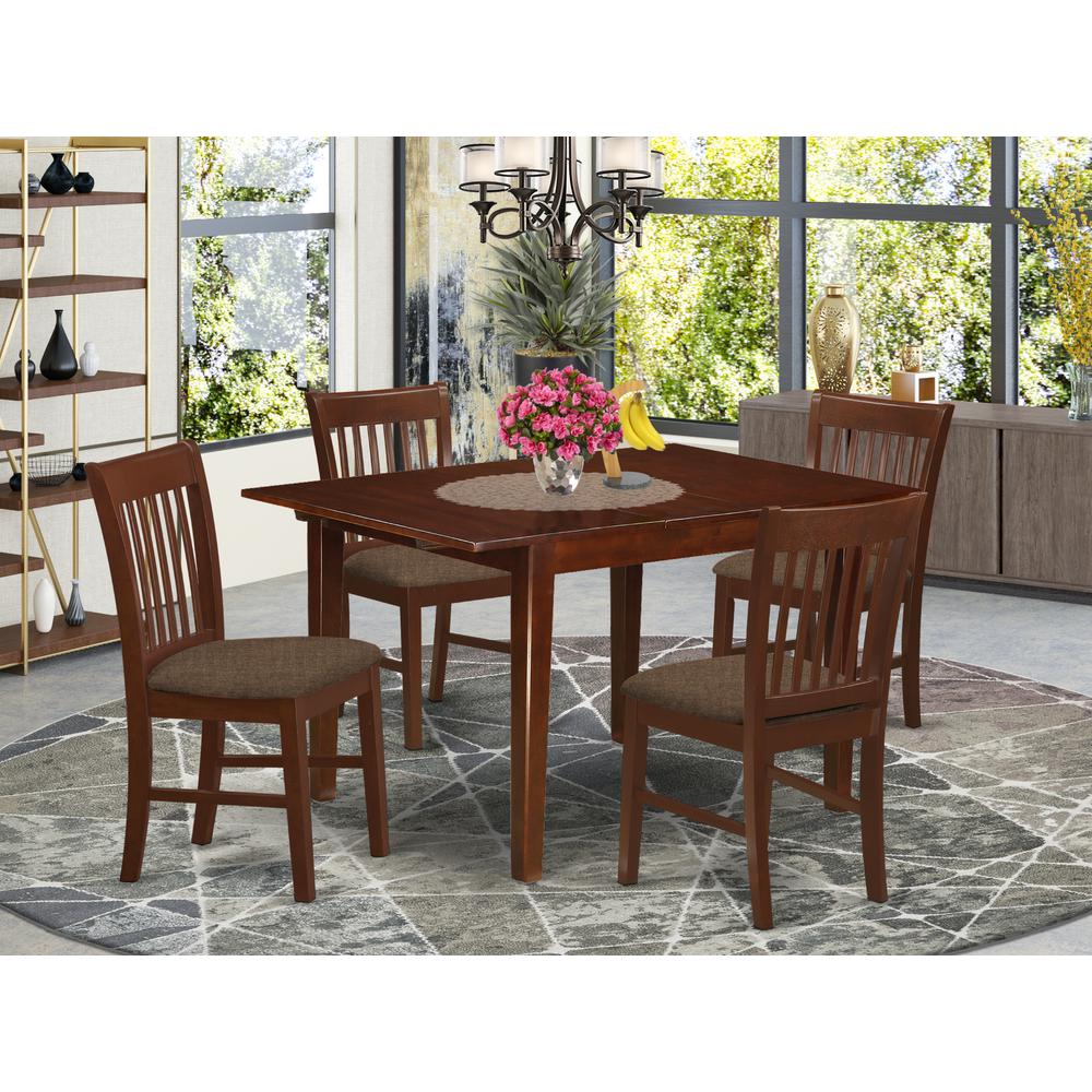 MLNO5-MAH-C 5 Pc Kitchen nook Dining set-small Dining Tables and 4 Dining Chairs. Picture 2