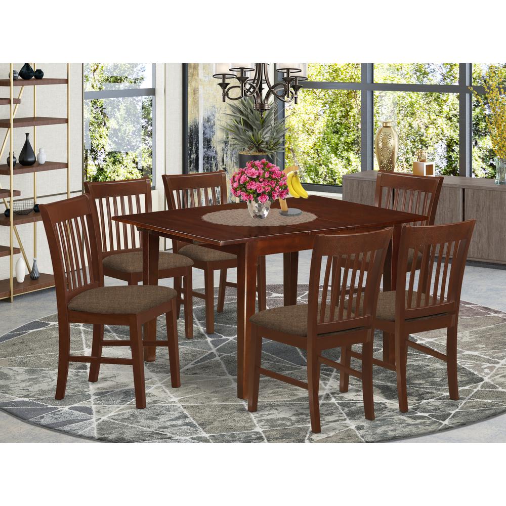 MLNO7-MAH-C 7 Pc small Kitchen Table set-small Dining Tables and 6 Kitchen Chairs. Picture 2