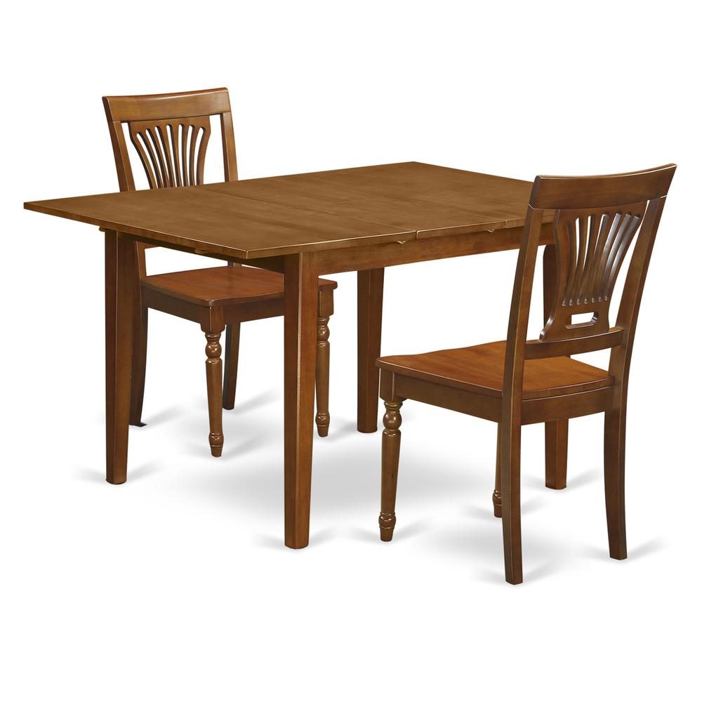 3  Pc  Milan  Kitchen  Table  featuring  Leaf  and  2  Wood  Dinette  Chairs  in  Saddle  Brown  .. Picture 2