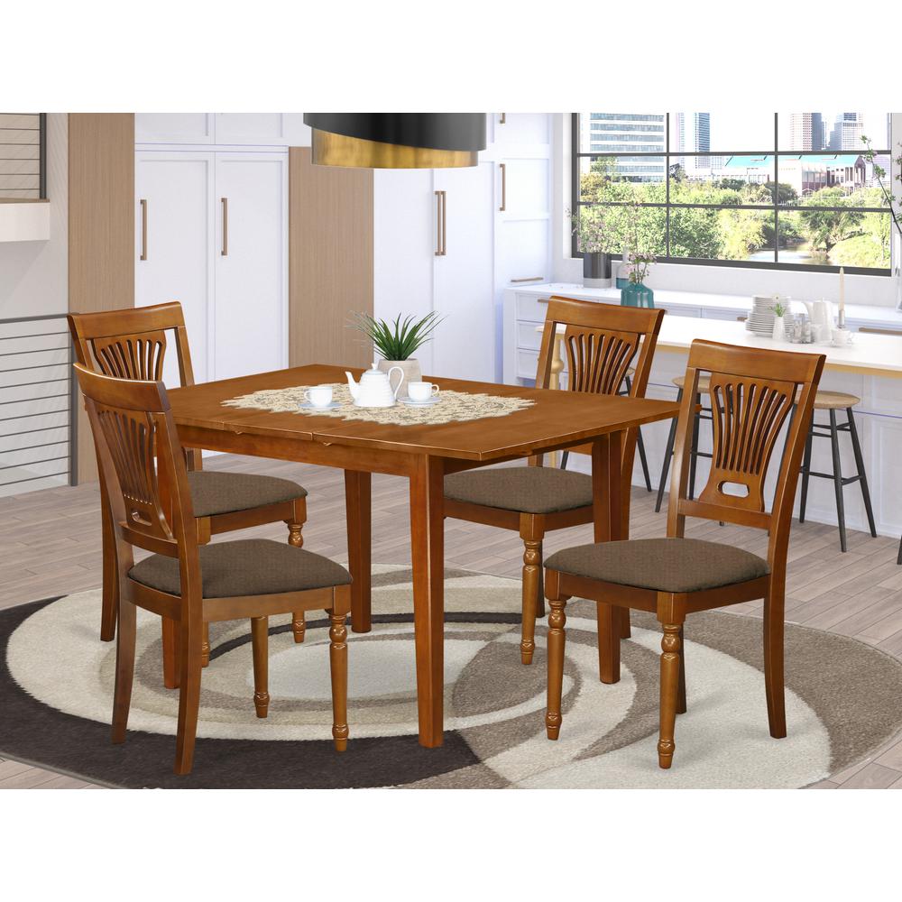 MLPL5-SBR-C 5 Pc small Kitchen Table set-small Dining Tables and 4 Kitchen Chairs. Picture 2