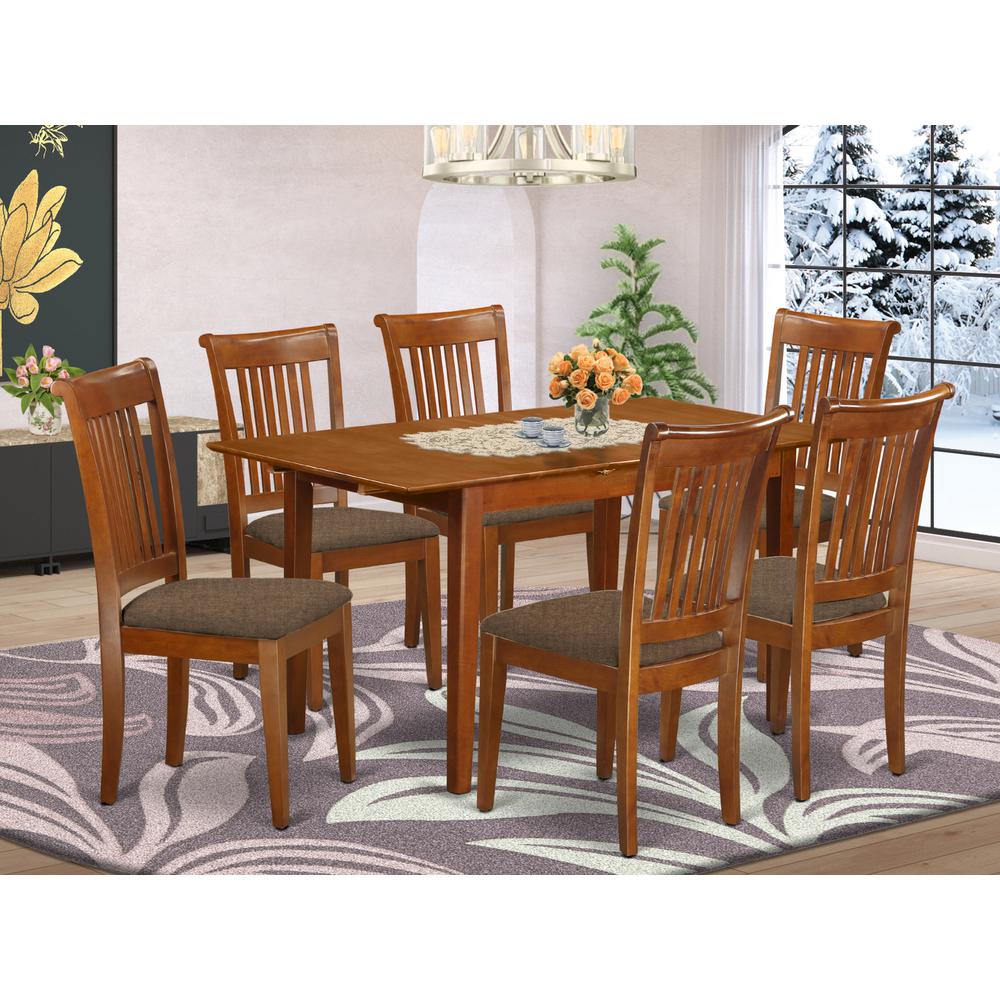 MLPO7-SBR-C 7 Pc dinette set for small spaces-Kitchen Table and 6 Dining Chairs. Picture 2