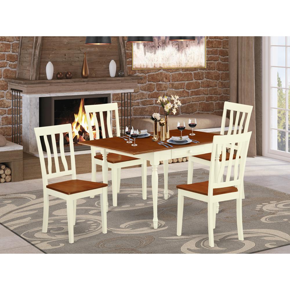 Dining Room Set Buttermilk & Cherry, MZAN5-WHI-W. Picture 2