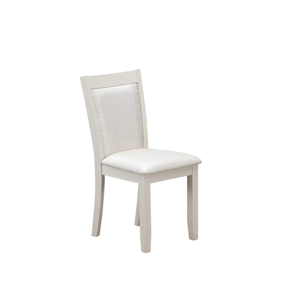 V026MZ001-6 6-Pc Table Set Contains a Dining Table - 4 Cream Dining Chairs and a Wood Bench - Wire Brushed Linen White Finish. Picture 8