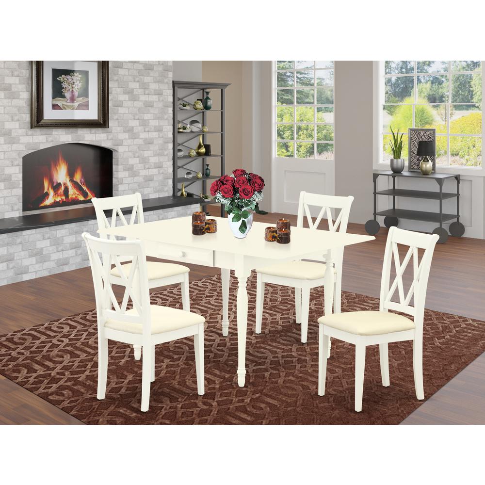 Dining Room Set Linen White, MZCL5-LWH-C. Picture 2