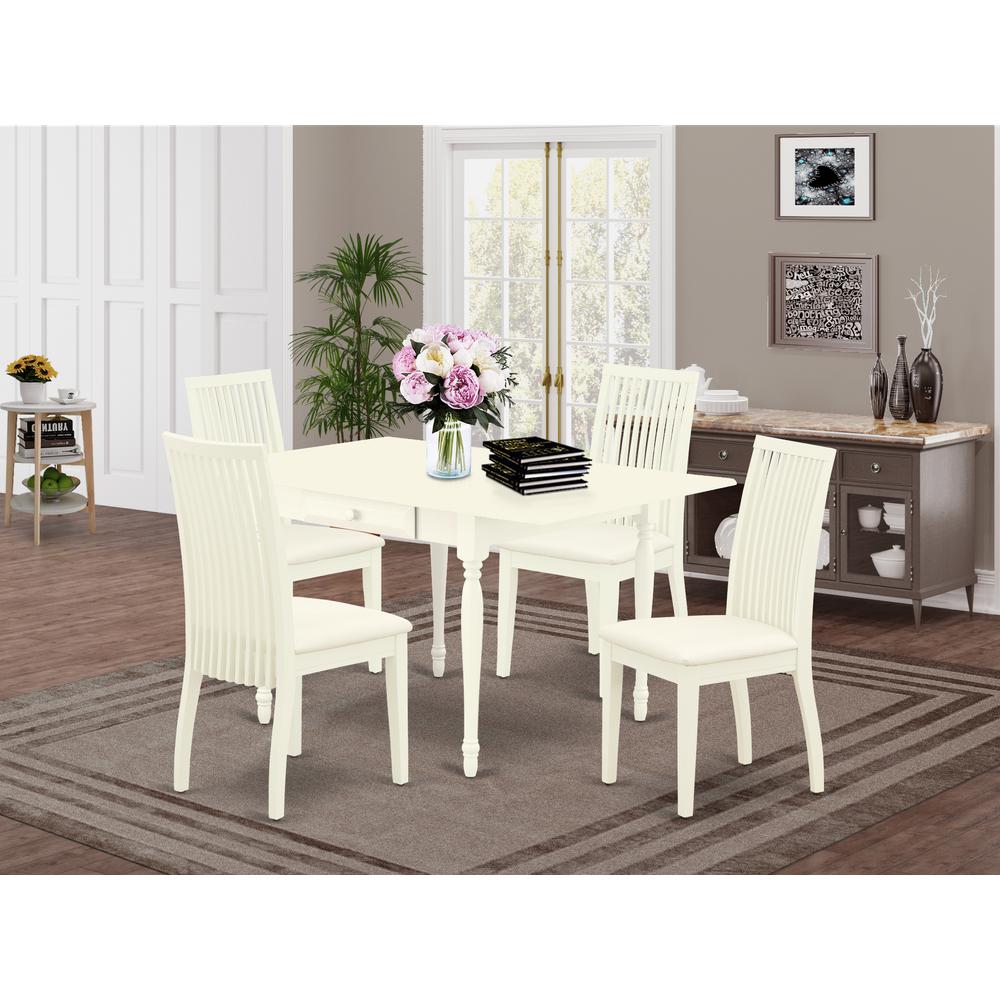 Dining Room Set Linen White, MZIP5-LWH-C. Picture 2