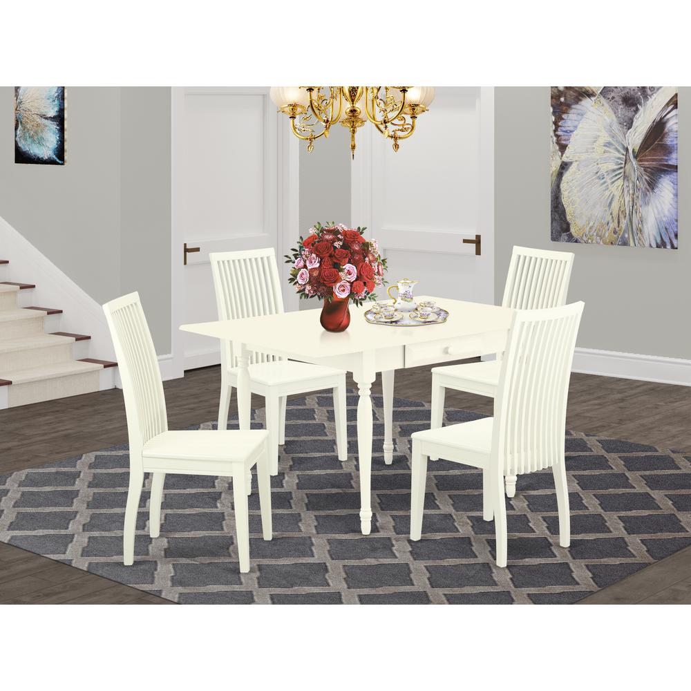 Dining Room Set Linen White, MZIP5-LWH-W. Picture 2
