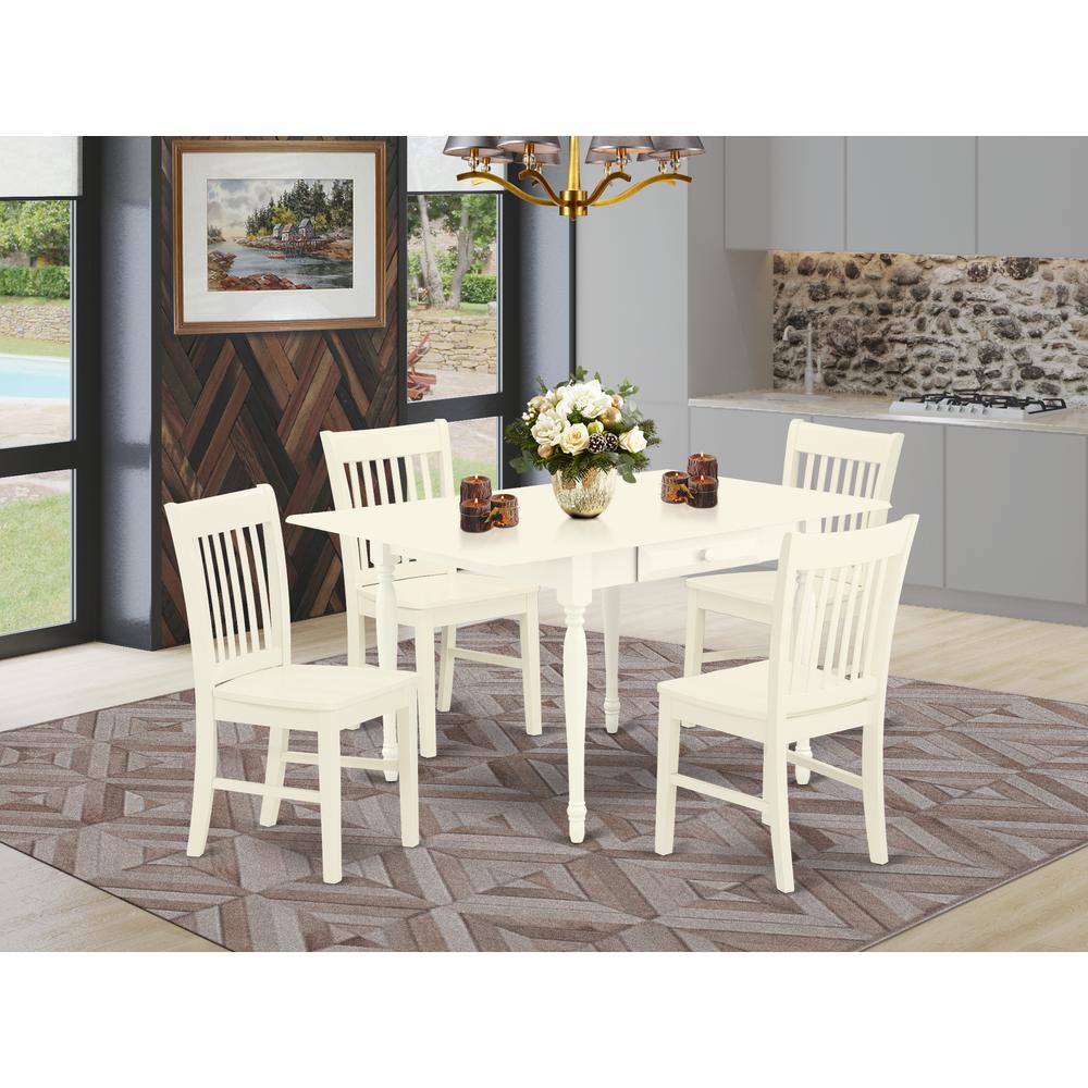 Dining Room Set Linen White, MZNO5-LWH-W. Picture 2