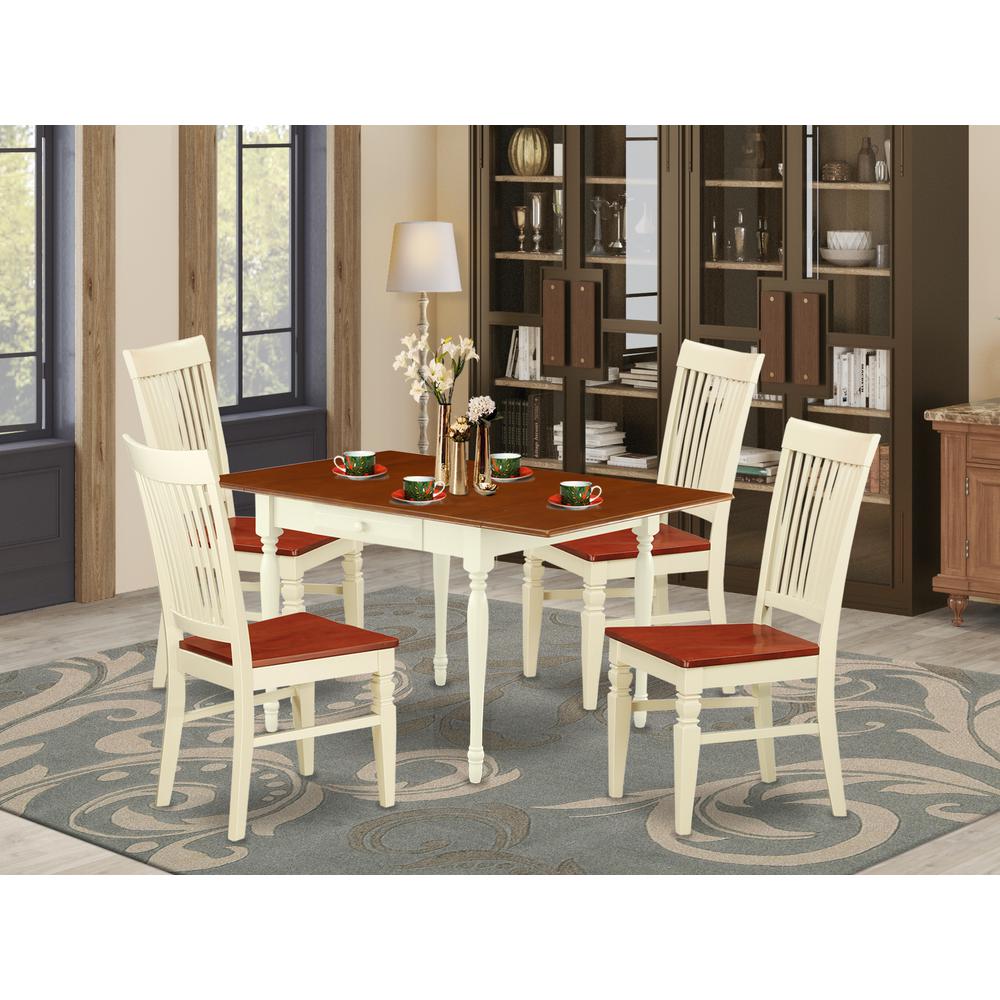 Dining Room Set Buttermilk & Cherry, MZWE5-WHI-W. Picture 2
