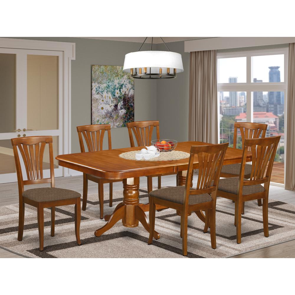 NAAV7-SBR-C 7 PC Dining room set Dining Table and 6 Kitchen Dining Chairs. Picture 2