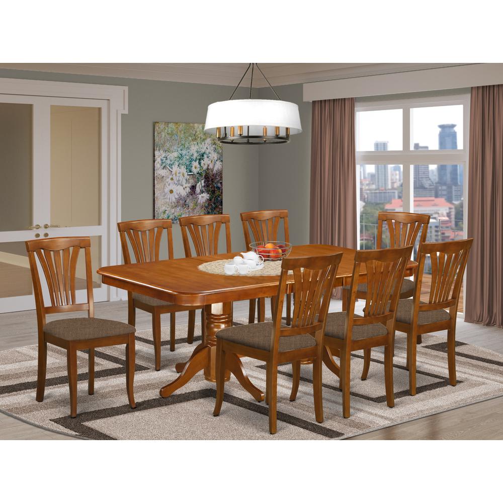 NAAV9-SBR-C 9 PC Dining room set-Dining Table and 8 Dining Chairs. Picture 2