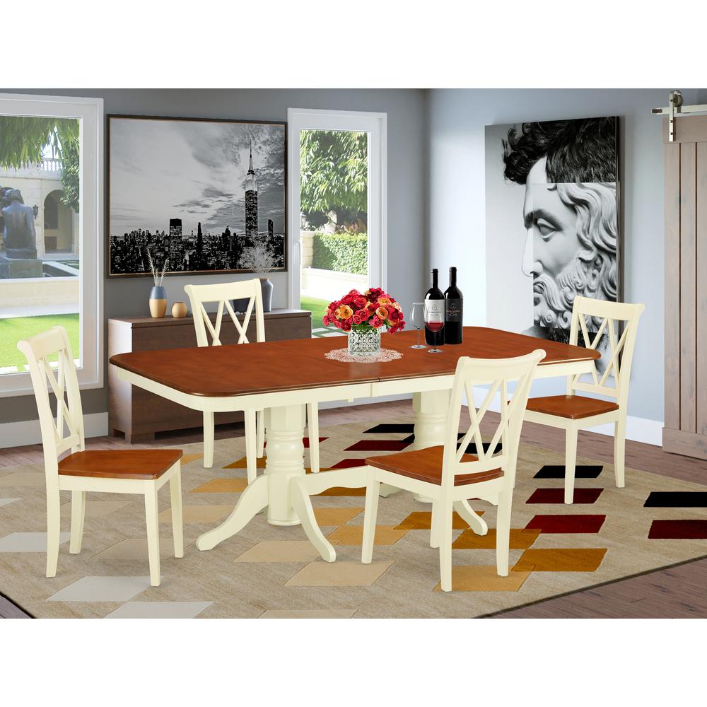 Dining Room Set Buttermilk & Cherry, NACL5-BMK-W. Picture 2