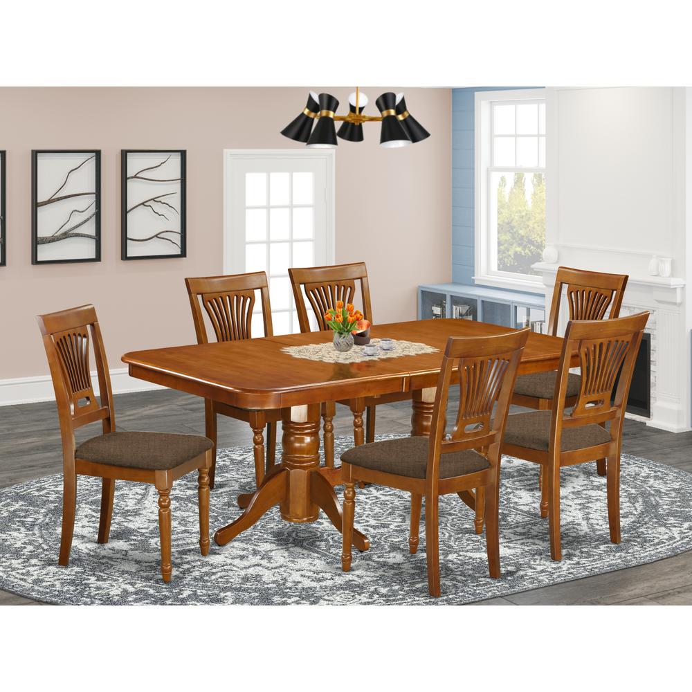 NAPL7-SBR-C 7 Pc Dining room set-Dining Table and 6 Dining Chairs. Picture 2
