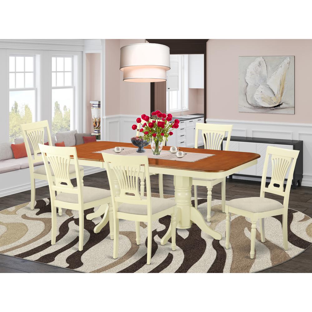 NAPL7-WHI-C 7 PcTable and chair set -Kitchen dinette Table and 6 Dining Chairs. Picture 2