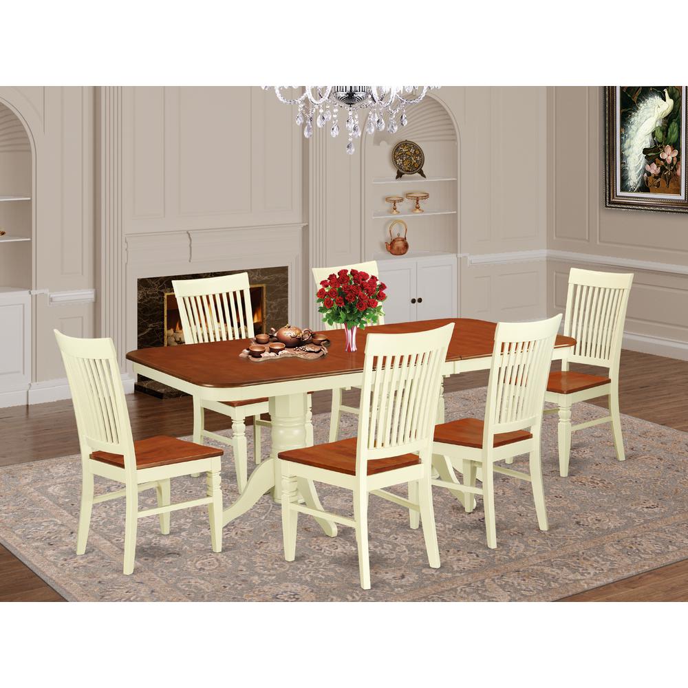 Dining Room Set Buttermilk & Cherry, NAWE7-BMK-W. Picture 2