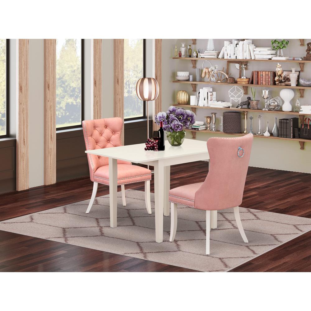 3 Piece Kitchen Set Contains a Rectangle Dining Table with Dropleaf. Picture 7