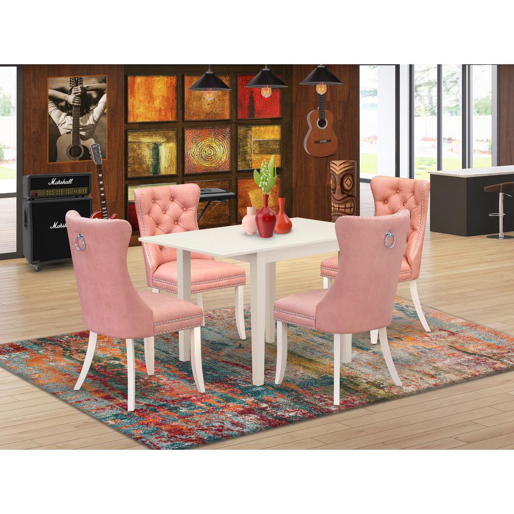 5 Piece Dinette Set Consists of a Rectangle Dining Table with Dropleaf. Picture 7