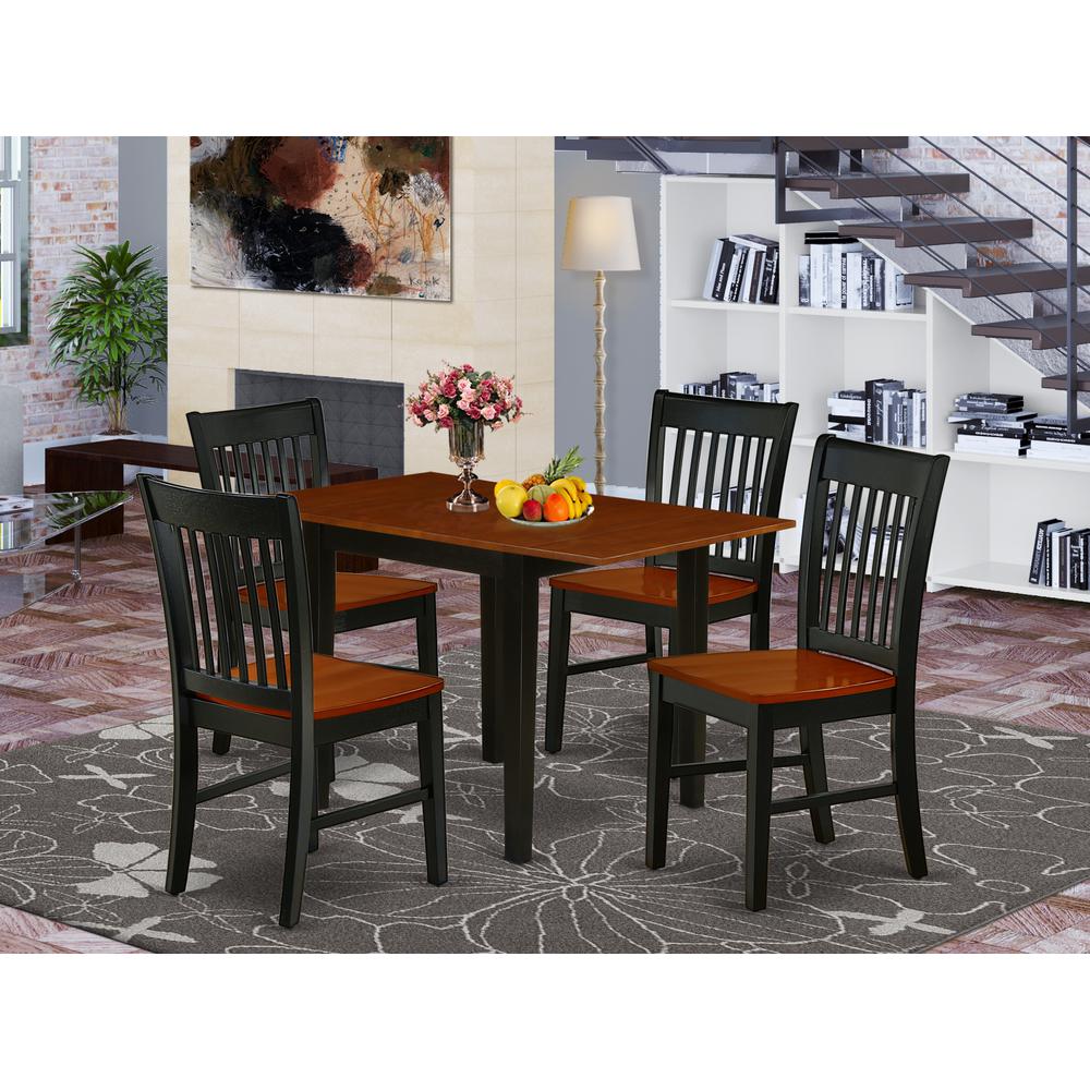 Dining Room Set Black & Cherry, NDNO5-BCH-W. Picture 2