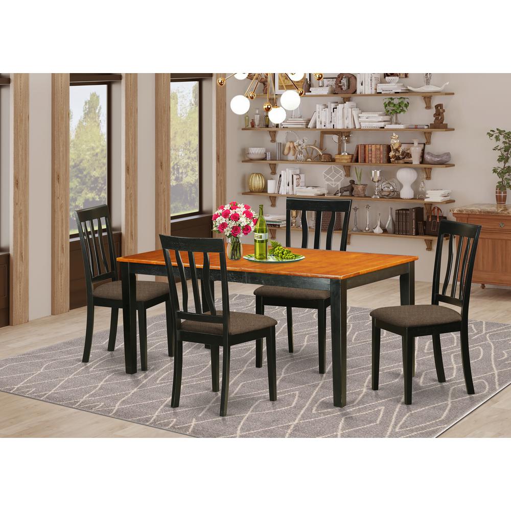 NIAN5-BCH-C 5 PC Kitchen Table set-Dining Table and 4 Wooden Kitchen Chairs. Picture 2