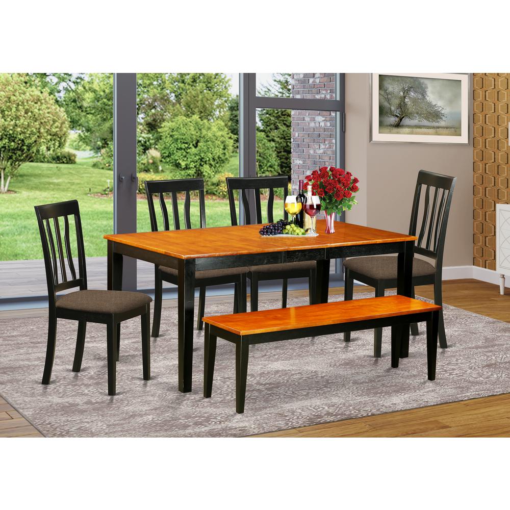 NIAN6-BCH-C 6 PC Kitchen Table set-Dining Table and 4 Wood Kitchen Chairs plus a. Picture 2
