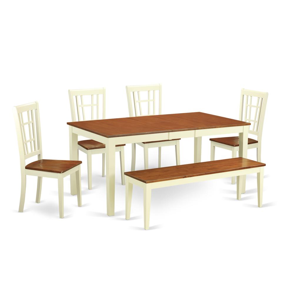 6-Pc  Dining  room  set  for  4-Table  with  Leaf  and  4  Kitchen  Chairs  plus  bench. Picture 2
