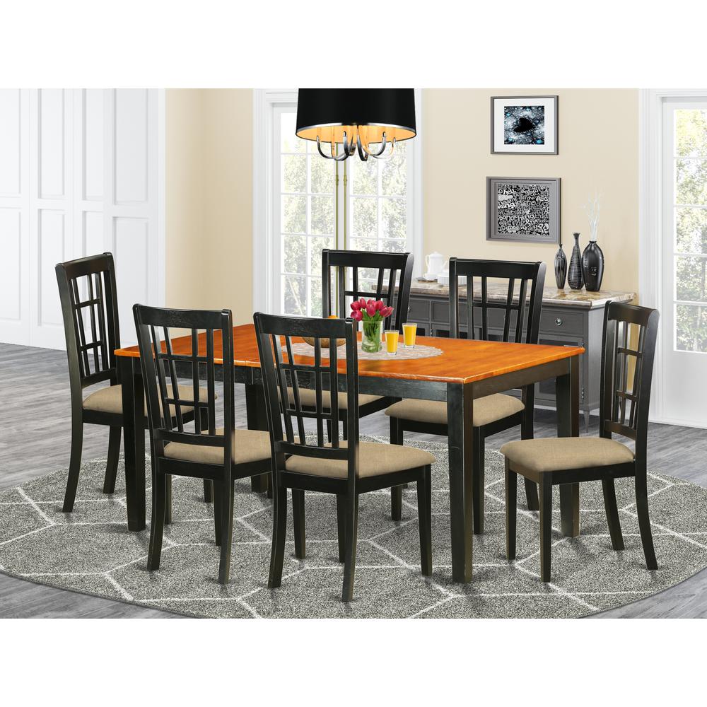 NICO7-BLK-C 7 Pc Dining room set-Kitchen Tables Plus 6 Kitchen Chairs. Picture 2