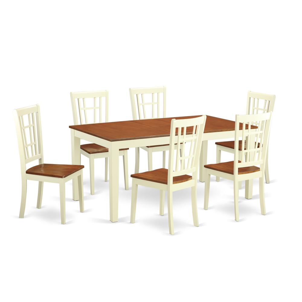 7  Pc  Dining  room  set-Dining  Table  with  Leaf  and  6  Kitchen  Dining  Chairs. Picture 2