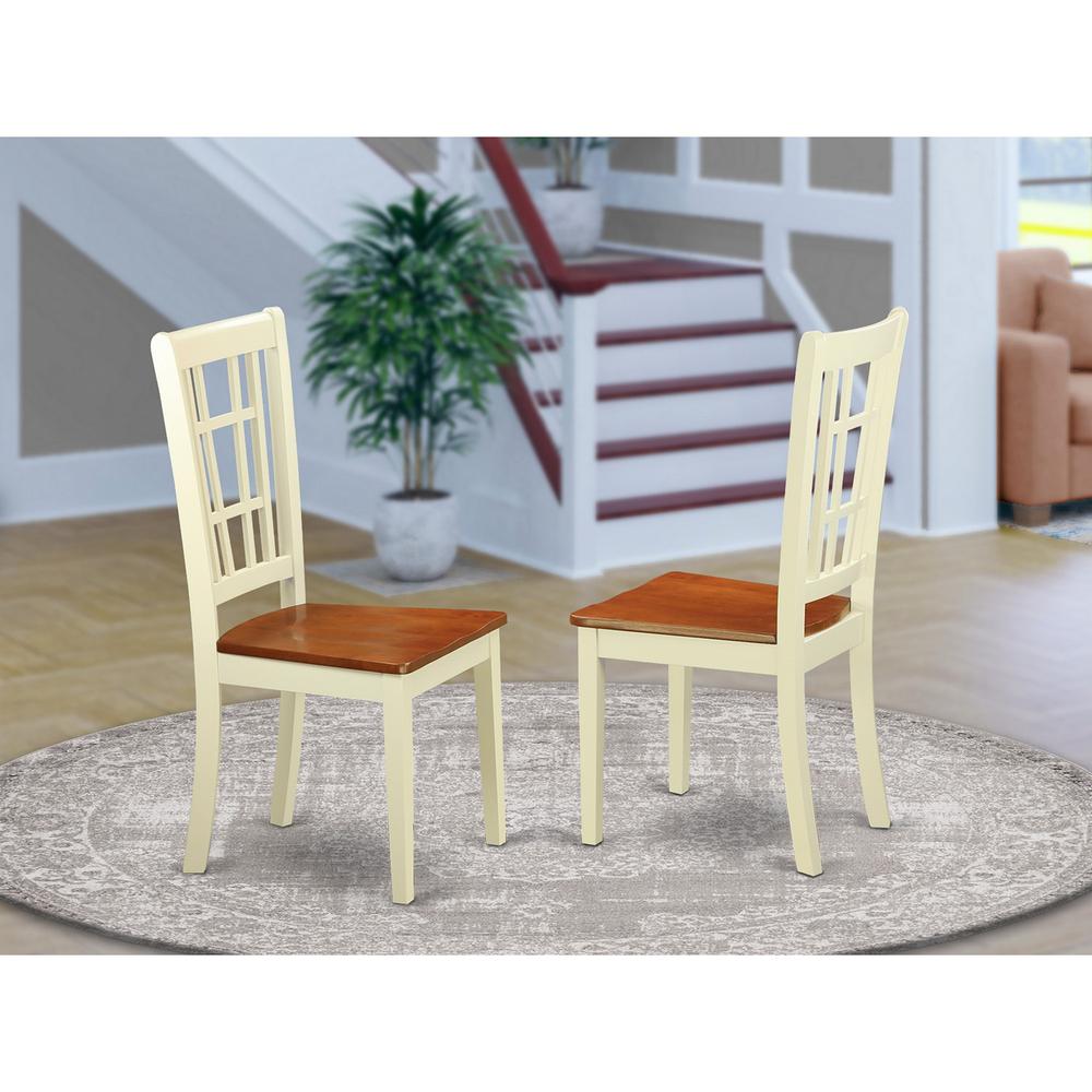 Nicoli  Dining  Chair  with  Wood  Seat  buttermilk  &  brown  finish,  Set  of  2. Picture 1