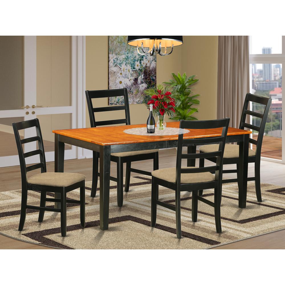 NIPF5-BCH-C 5 Pc Dining room set-Table with Leaf and 4 Dining Chairs. Picture 2