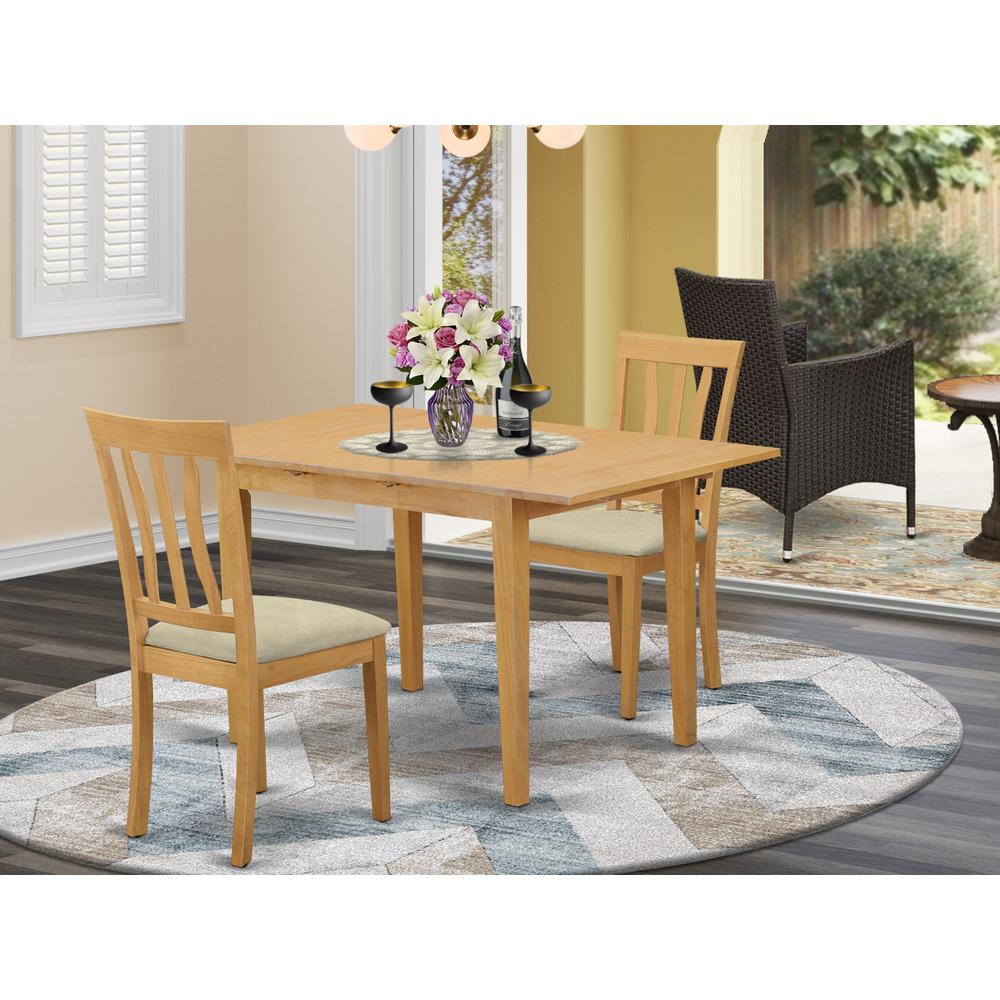 NOAN3-OAK-C 3 Pc Dining room set - small Dining Table and 2 Kitchen chair. Picture 2