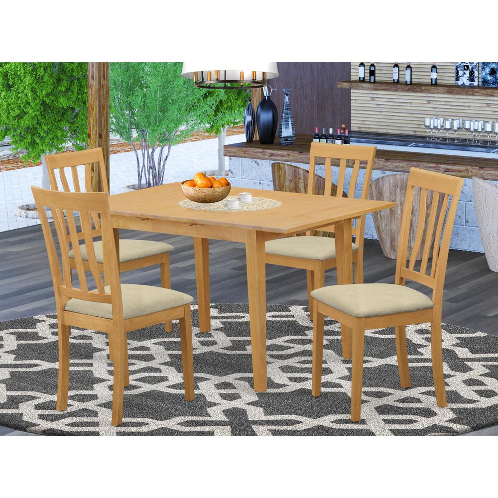 NOAN5-OAK-C 5 Pc Dining room set - Kitchen dinette Table and 4 Dining Chairs. Picture 2