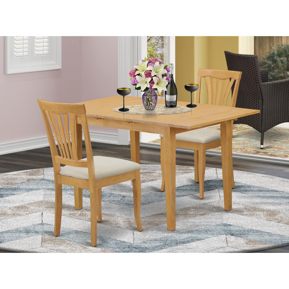 NOAV3-OAK-C 3 PcSmall Kitchen Table set - Kitchen Table and 2 Dining Chairs. Picture 2
