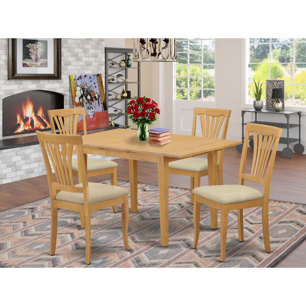 NOAV5-OAK-C 5 Pc Dinette set - Kitchen dinette Table and 4 Kitchen Chairs. Picture 2