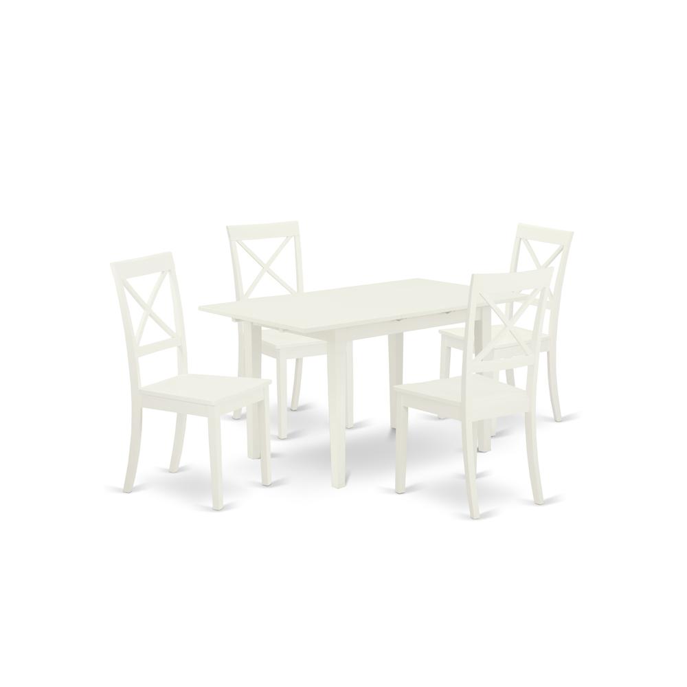 Dining Table- Dining Chairs, NOBO5-WHI-W. Picture 2