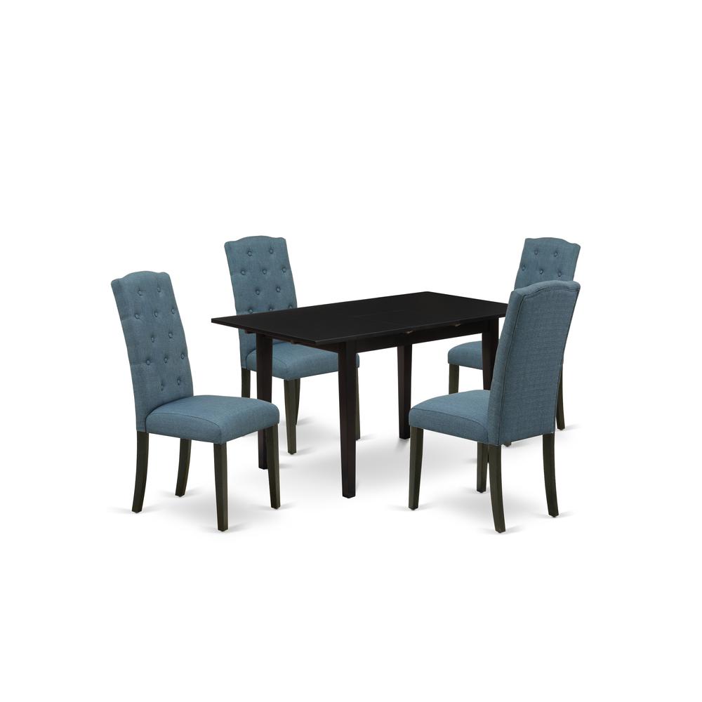 Dining Table- Dining Chairs, NOCE5-BLK-21. Picture 2