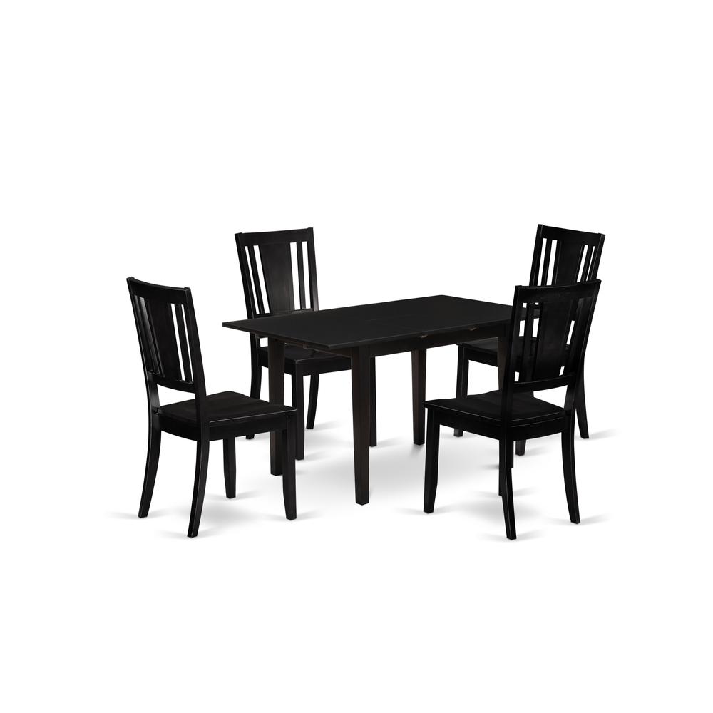 Dining Table- Dining Chairs, NODU5-BLK-W. Picture 2